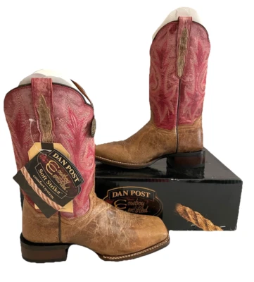 Womens Dan Post Western Boots Square Toe Kelsi Pink Tan 8.5 Stockman NIB Boho - Image 1 of 4