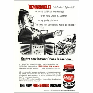1956 Chase & Sanborn Coffee: Smart Politician Contended Vintage Print Ad - Picture 1 of 1