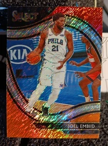 2020-21 Panini Select #216 Joel Embiid Red White Orange Shimmer Prizm Court Side - Picture 1 of 4