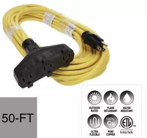 Cavo Prolunga Alimentazione 50Ft 3 Uscite SJTW 14/3 Giallo - Foto 1 di 4