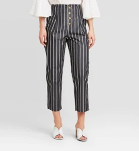 Damen gestreifte Cropped gerade Hose -Who What Wear-schwarz verschiedene Größen-S703 - Bild 1 von 4