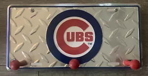 Chicago Cubs MLB Diamond Tread Metal Embossed License Plate 6 X 12 Coat Hanger - Picture 1 of 6