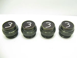 (4) Vintage Panel Mount Indicator Light Lens Caps ½” Dia Red Lens with White “3” - Picture 1 of 7