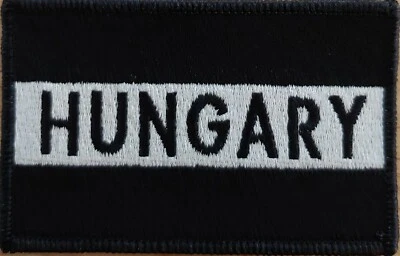 Hungary Flag Patch W/ Hook Adhesive Fastener Black & White Version Tactical II - Image 1 of 2