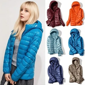 Women's Ultralight Duck Down Jacket Winter Thermal Windproof Hooded Coat M-5XL - Picture 1 of 37