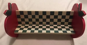 Wood Bookcase Apple Sides & Checkered Print For Shelf Or Desk 14”x7”x8.5” Used - Picture 1 of 6