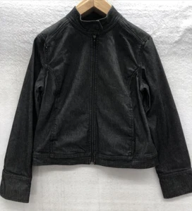 Tommy Hilfiger Womens Black Denim Jacket Size 14 Full Zip Up Contemporary Modern - Picture 1 of 16
