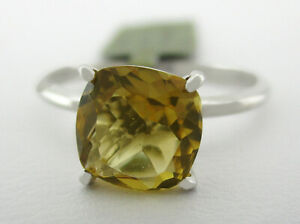 GENUINE 1.45 Cts YELLOW TOPAZ RING 10K WHITE GOLD - Free Certificate Appraisal
