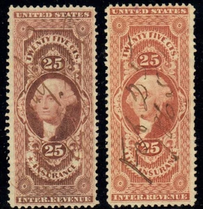 U.S. R46c-R47c Insurance & Life Insurance VF with pen cancels, 1865 - Bild 1 von 1
