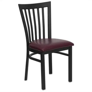 Flash Furniture Hercules Black Back Metal Dining Chair in Burgundy - Picture 1 of 4