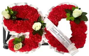 Seta Artificiale Numero Fiori Qualsiasi 2 Lettere Funerale Omaggio Compleanno Ricordo - Foto 1 di 9