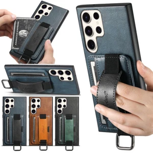 For Samsung Galaxy A14 A54 S24 S23 Leather Wristband Stand Card Slot Phone Case - Zdjęcie 1 z 32
