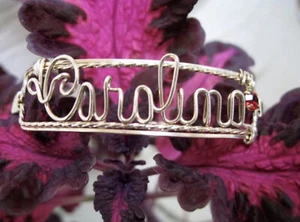 GOLD Personalized Name Bracelet with Birthstone, List Name, Size & Birthstone - Picture 1 of 5