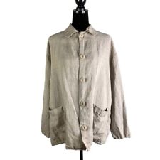 FLAX by Jeanne Engelhart Button Front Linen Oversized Shirt Pockets Size medium