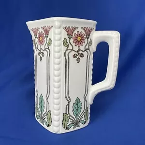 Brocca Art Nouveau Villeroy & Boch Dresda crema floreale rosa, verde 1874-1909 - Foto 1 di 10