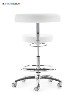 SCHRANK & STUHL Funktionsdrehstuhl Behandlungsstuhl Drehhocker Arztstuhl Drehstuhl WEISS