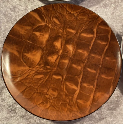 (4) Dept. 56 Safari 7-1/2  Salad/Lunch Plates. Very Hard Find!  Alligator Print. - Image 1 of 4
