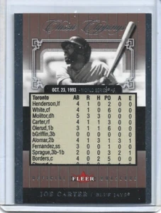 Joe Carter-Blue Jays-2005 Classic Clippings Official Box Score #3 (862/1993) - Picture 1 of 2