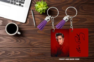 SUBLIMATION KEYRING KEYCHAIN MDF ELVIS PORTRAIT KING ROCK ROLL SIGNATURE GIFT - Picture 1 of 5