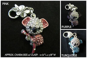 Koala Bear Charm *OPTION* Pink or Purple Crystal - Picture 1 of 16