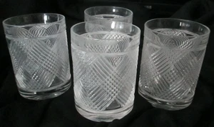 Ralph Lauren Double Old Fashioned Set of 4 Crystal Tumblers Whisky "Argyle" - Picture 1 of 4