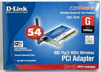 Adaptador de escritorio inalámbrico G PCI tarjeta D-link AirPlus G DWL-G510 2003 de colección Foto 1 de 4