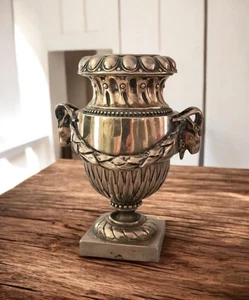 Antique French Vermeil Solid Silver Vase Ram Heads Garlands Louis XVI Style 19th - Picture 1 of 5