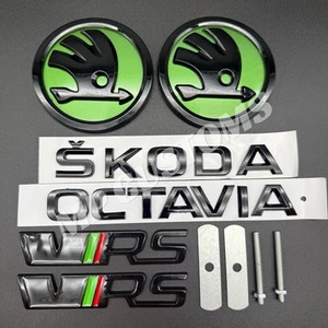 Skoda Octavia VRS negro brillante capó e insignia de arranque emblema paquete gris, verde, rojo - Imagen 1 de 2