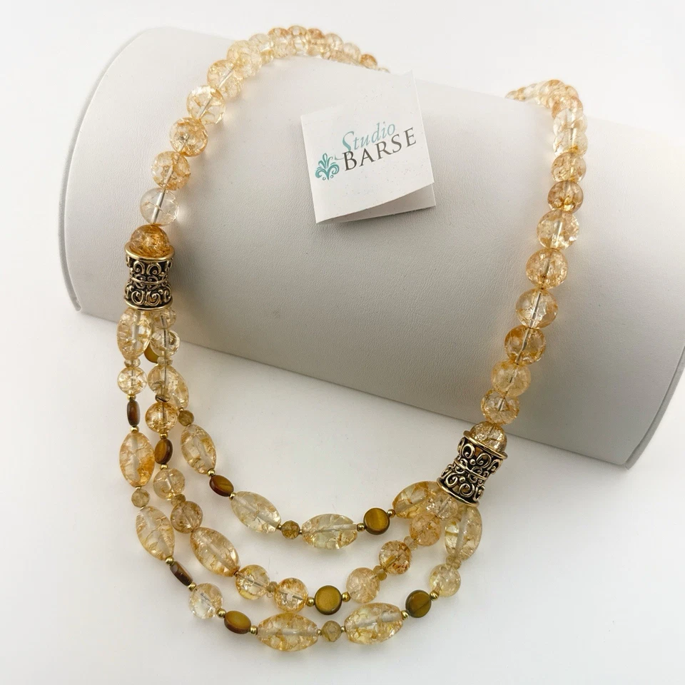 Studio Barse Necklace Beaded Tigers Eye Multi Strand Bronze HSN Gem Gold Tone - Image 1 of 4
