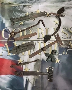 Antiker Beschlag Riegel Türschloss Griff Schiebe Vintage Konvolut - Bild 1 von 6