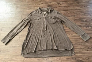 Ryan Michael Shirt Womens XL Brown Buffalo Long Sleeve Western Tunic Top - Picture 1 of 5