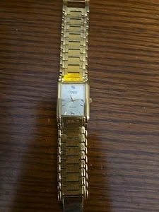 Men's Classic Caravelle By Bulova Gold Tone Watch w/Diamond Bezel - Picture 1 of 14