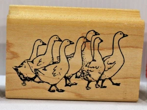 Sello de goma de madera tarjeta artesanal álbum de recortes artes en relieve pato/ganso dulce hogar EE. UU. - Imagen 1 de 3