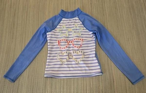 Lands' End Long Sleeved Swim Striped Sunglasses Rash Guard Girls 7 Pre-owned - Picture 1 of 10