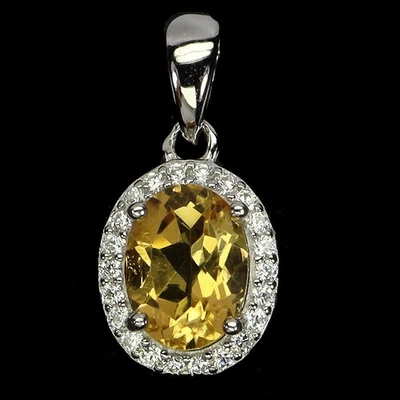 Colgante de plata de ley 925 ovalado citrino 8x6 mm joyas de piedras preciosas naturales Foto 1 de 4