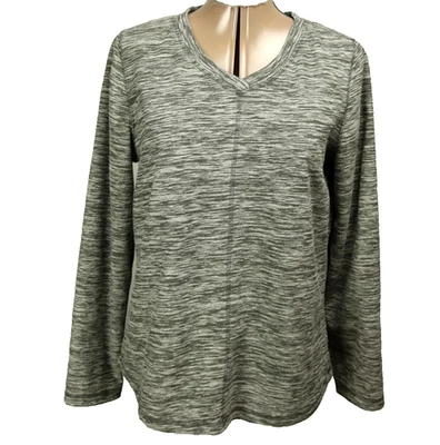 Top Pullover Top de V Polar Cuello St. John's Bay Manga Larga Gris Jaspeado M Foto 1 de 4