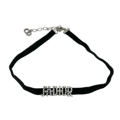 Dior CHRISTIAN JADIOR COLLANA CIONDOLO GIROCOLLO NERO ARGENTO VELLUTO Usato0