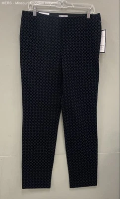 Pantalones de vestir Charter Club para mujer negros geométricos ajustados talla 12 elegantes Foto 1 de 4