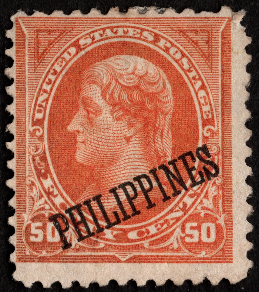 Estampilla de Filipinas Scott # 219 como nueva fina - 50 centavos naranja edición Thomas Jefferson Foto 1 de 1