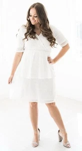 JESSAKAE Womens Size L White Eyelet Lace Midi Dress Lined Easter Cottage Core - Picture 1 of 15