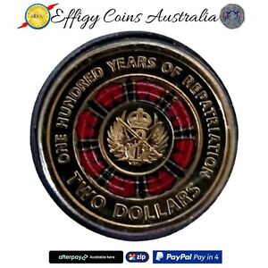 Limited Australian Red $2 War Remembrance Coin- Low Mintage-QEII Effigy/Portrait