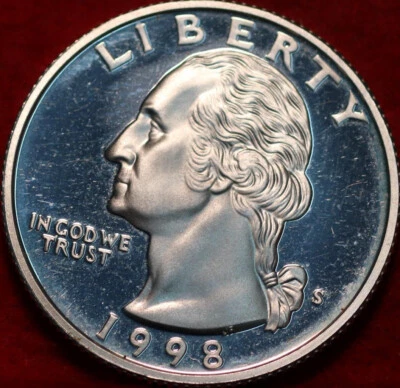 🇺🇸 Uncirculated Proof 1998-S San Francisco Mint Silver Washington Quarter USA - Image 1 of 2