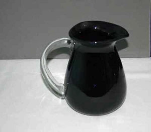 Vintage Deep Purple Glas Krug Amethyst klarer Henkel mundgeblasen dunkellila - Bild 1 von 10