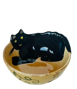 Halloween Wonderland Bowl Tabletops Lifestyle Anthropomorphic Black Cat pottery - Picture 1 of 5