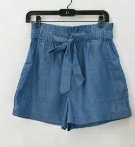BCBGeneration Women's Pull-on Paper Bag Woven Shorts, Blue, Size S, *Defect - Picture 1 of 9