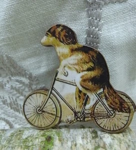 Brooch - Dog on a Bike - Picture 1 of 3