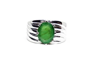 925 Silver Emerald Ring Men 2.5 Ct Emerald Engagement Ring Natural Emerald Ring - Picture 1 of 6