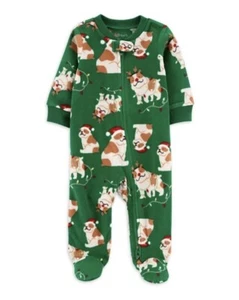 Child of Mine Green Dog Fleece PJ Pajama Baby Girl Footed Sleeper 18m - Picture 1 of 5