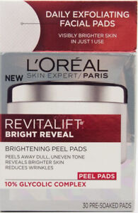 LOREAL Revitalift Bright Reveal Skin Expert Pad's Women's Wrinkles Exfoliating