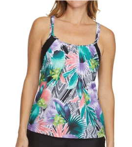 Splashletic Damen Tankini Badeanzug Oberteil, Schwarz Multi, Größe: S - Bild 1 von 2